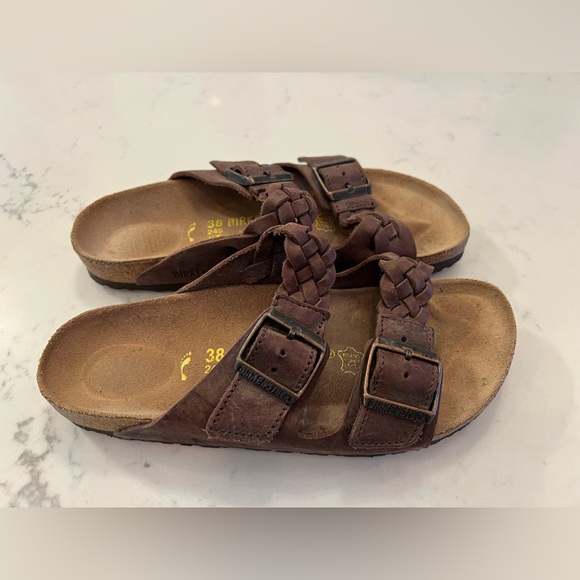SOLD Birkenstock Arizona Leather Sandals, rare braided style - Picture 3 of 4
